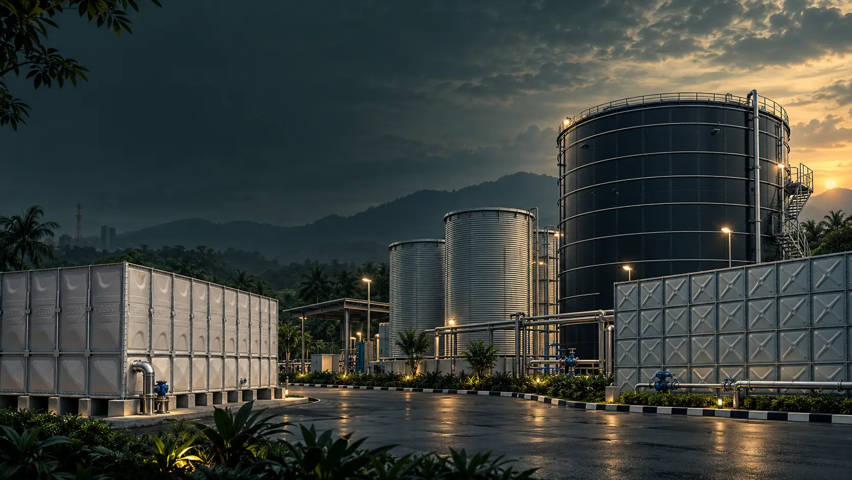 PIPECO GROUP water tank installation — GRP, HDG, GLS/GFS, Zinc Aluminium